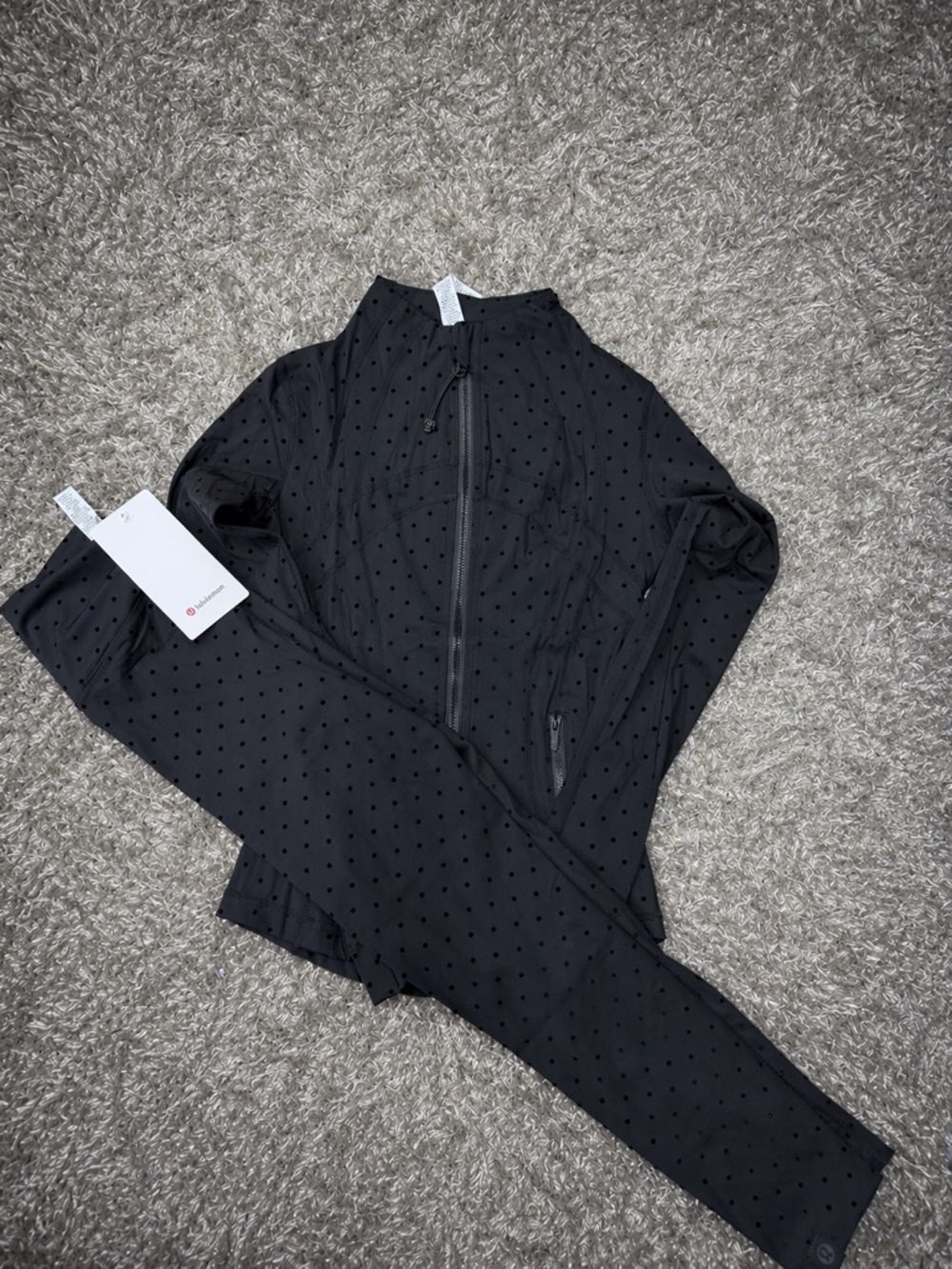 Lululemon Define Black Polka Dot Jacket & Leggings Set